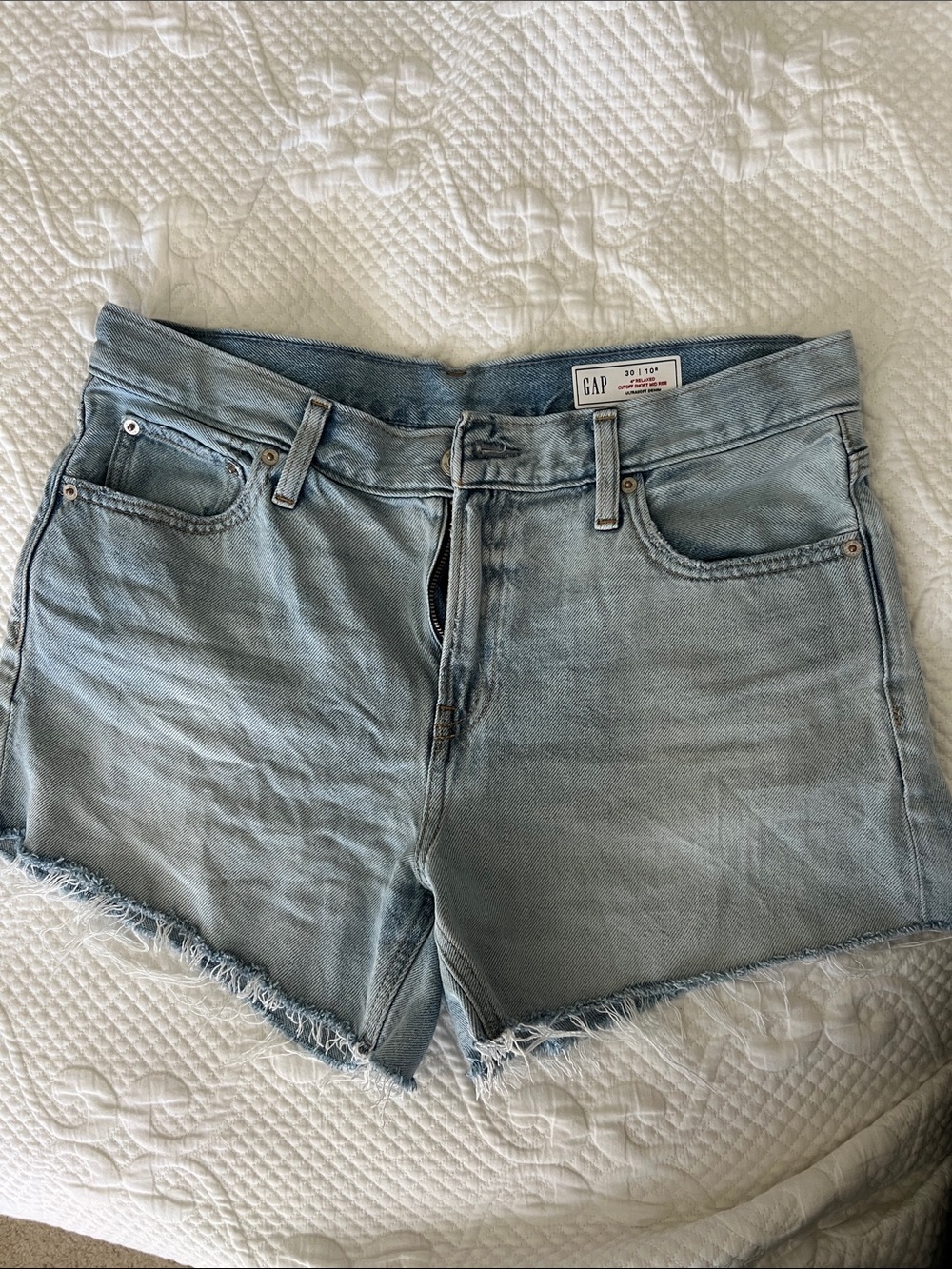 GAP Light Blue Frayed Hem Denim Shorts